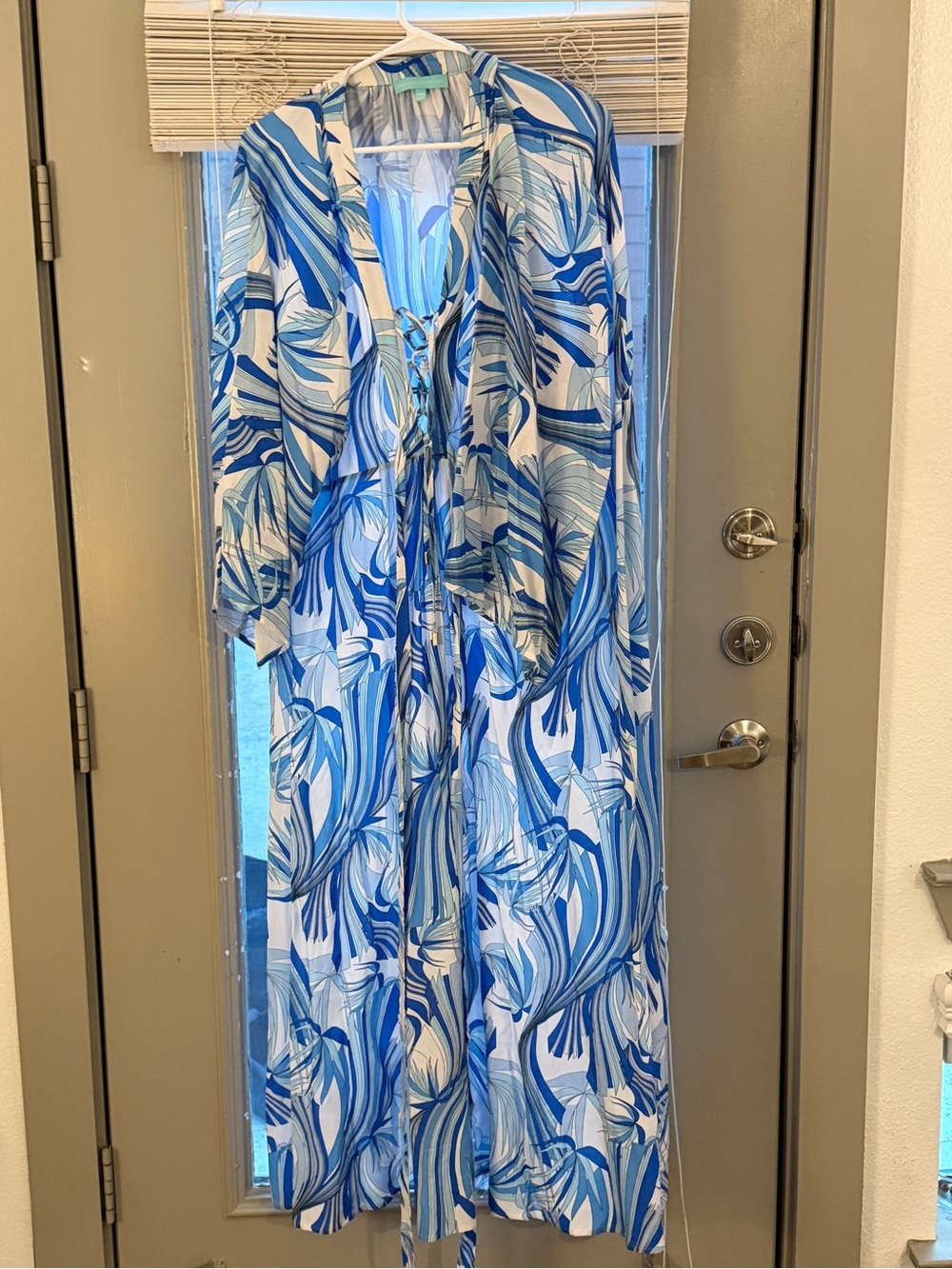 Melissa Odabash Blue & White Abstract Maxi Cover-Up